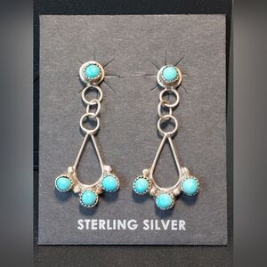 Vintage Turquoise Sterling Silver Dangle Earrings